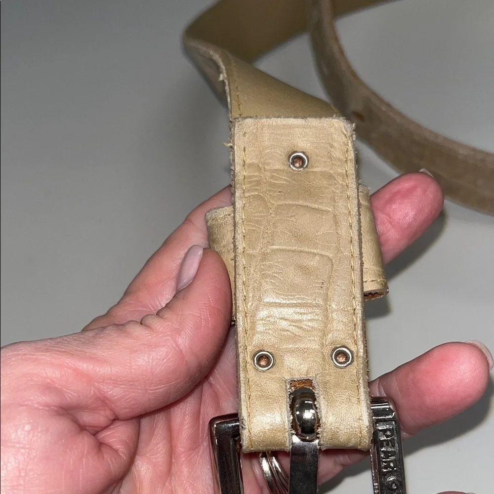 Accessories by Pearl Tan Leather Belt w/ Polished Silver Buckle size small